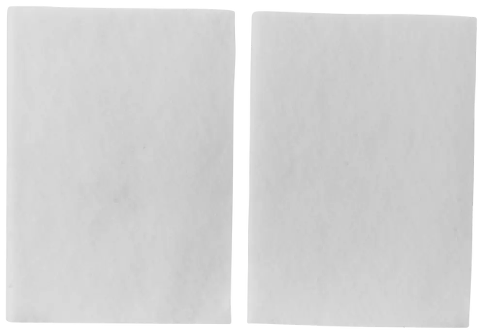 Zwei graue Filterbögen auf einem weißen Hintergrund, jeweils leicht transparent. Geeignet für Geräte von Wolf.